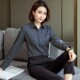 修身 2026新款 商务休闲职业装 方领衬衣ol通勤打底衫 灰色衬衫 女长袖