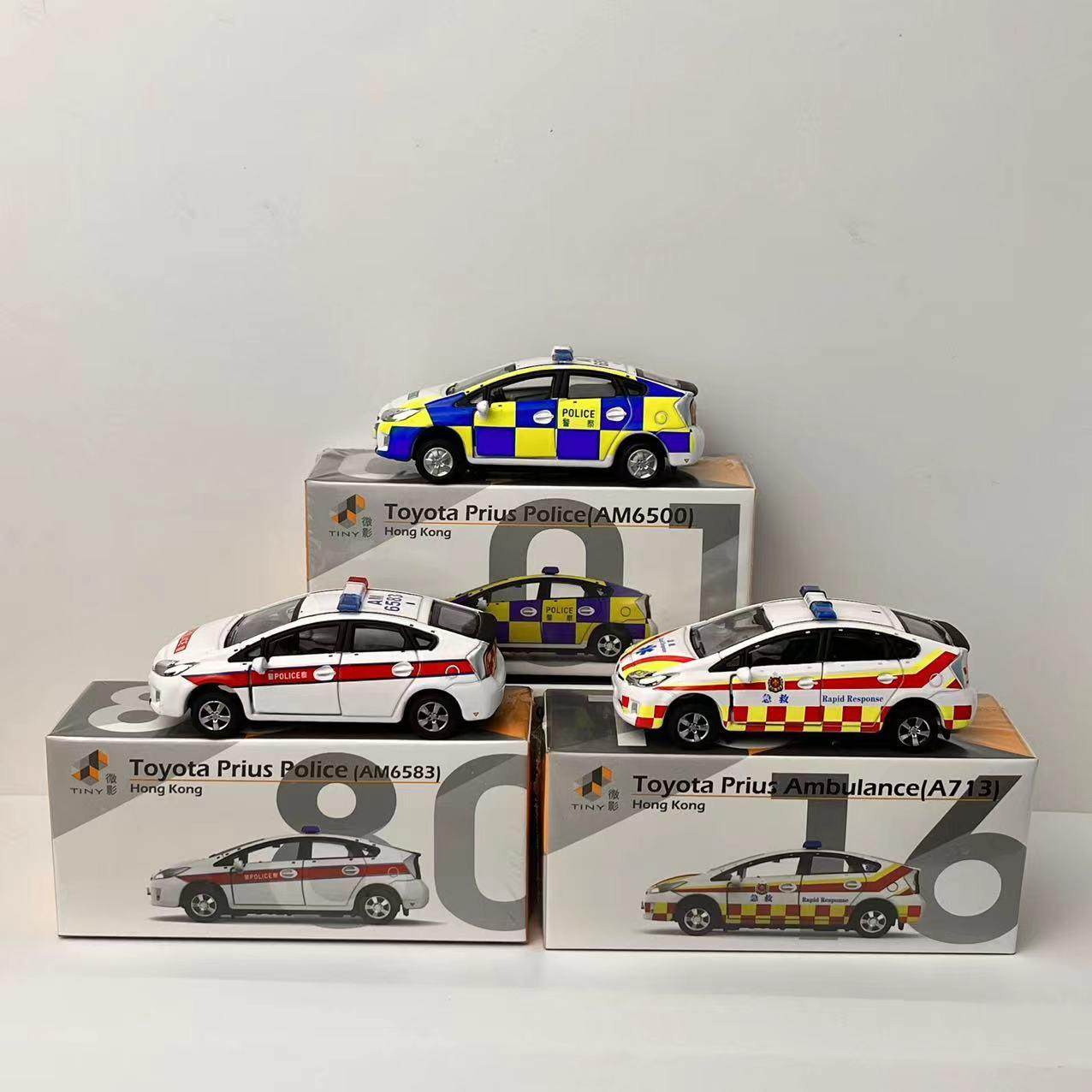 Tiny微影1/64合金车 POLICE CAR 丰T田普锐斯香港警车模型AM6500