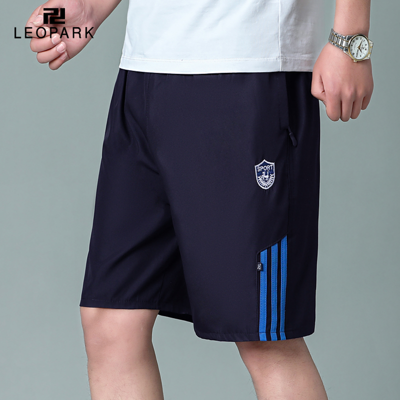 Leopark夏季短裤男士休闲五分裤跑步透气沙滩裤薄款大裤衩