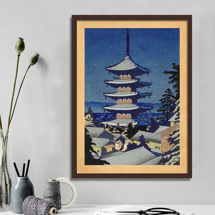 樱花富士山 日本风景 浮世绘 日式装饰画 料理店 餐厅 酒屋 挂画