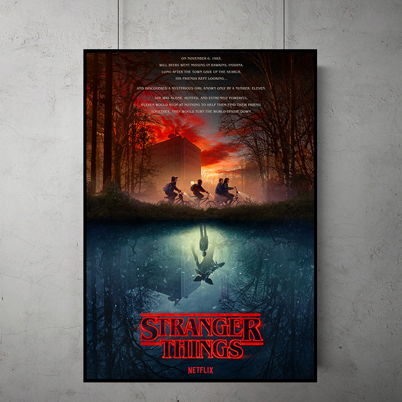 Stranger Things 怪奇物语 美剧海报装饰画复古个性酒吧床头挂画图片