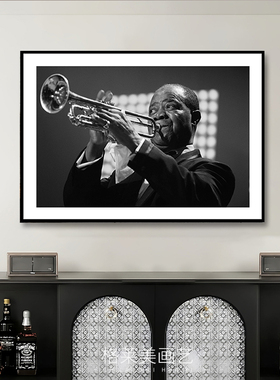 Louis Armstrong 爵士乐手小号手演奏家装饰画乐器店音乐酒吧挂画
