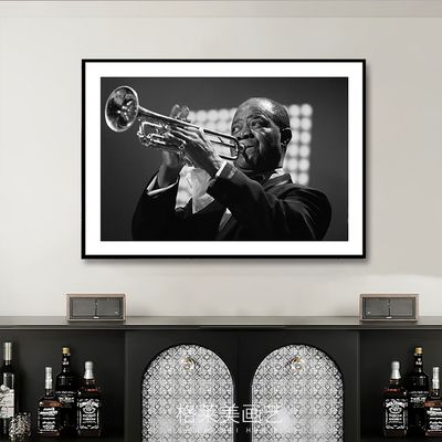 Louis Armstrong 爵士乐手小号手演奏家装饰画乐器店音乐酒吧挂画