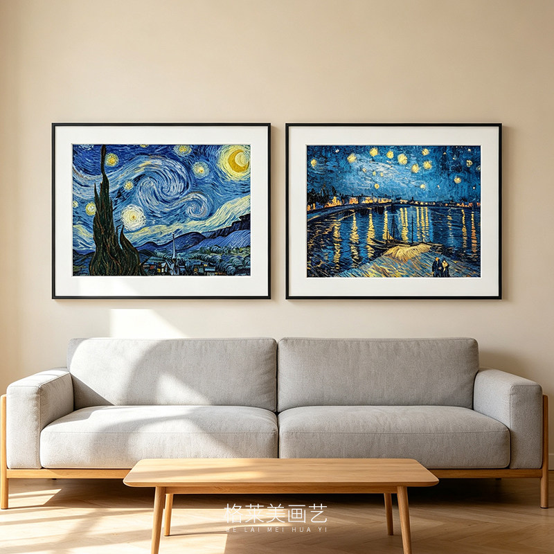 油画铝合金框+卡纸客厅装饰画