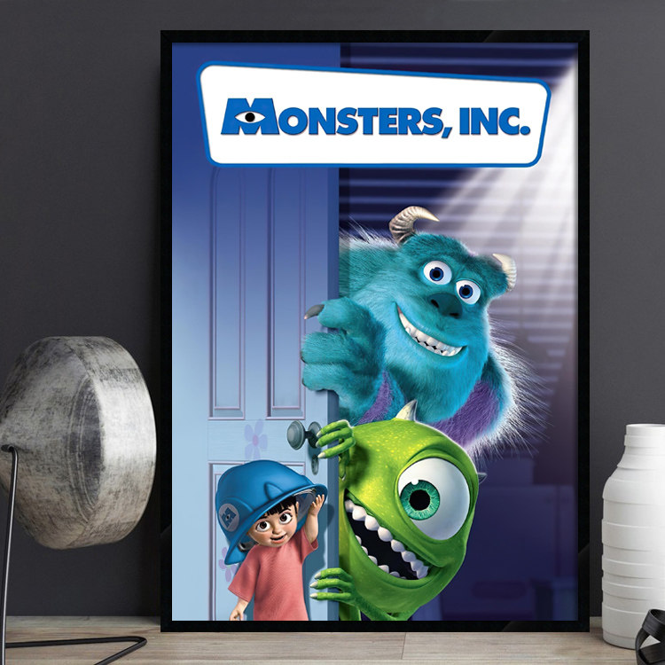 Monsters Inc 怪兽电力公司 皮克斯动画电影海报装饰画 有框挂画