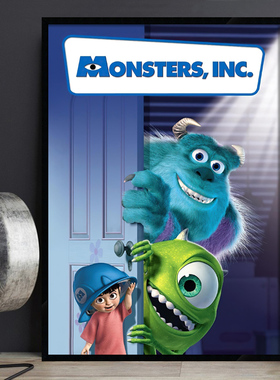 Monsters Inc 怪兽电力公司 皮克斯动画电影海报装饰画 有框挂画