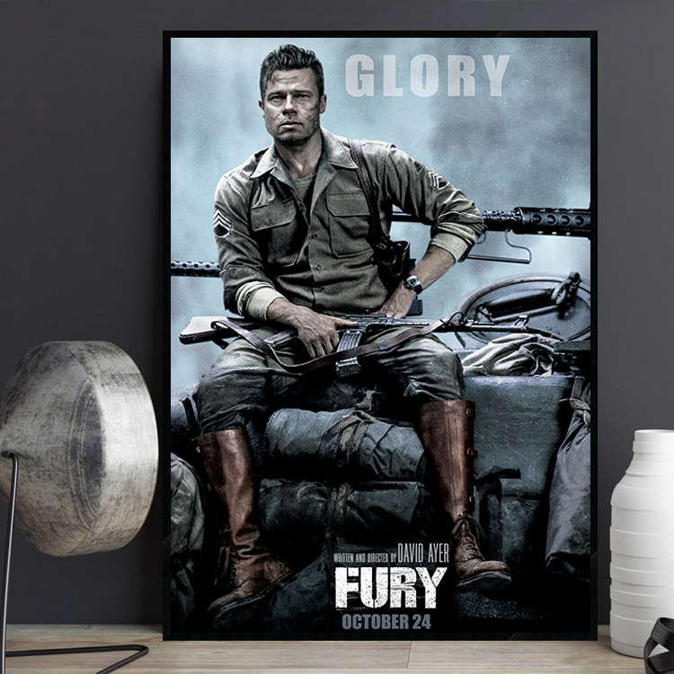 Fury 狂怒 经典电影海报装饰画布拉德皮特二战战争军事题材挂画