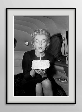 Monroe 玛丽莲梦露海报黑白摄影装饰画复古性感美女酒吧客厅挂画