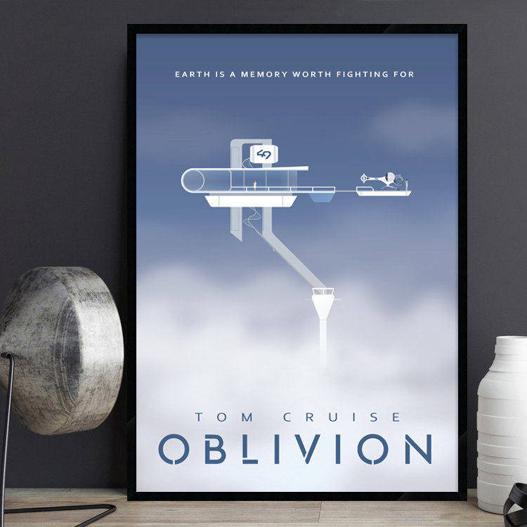 Oblivion遗落战境 科幻电影海报装饰画 简约有框影院餐厅酒吧挂画