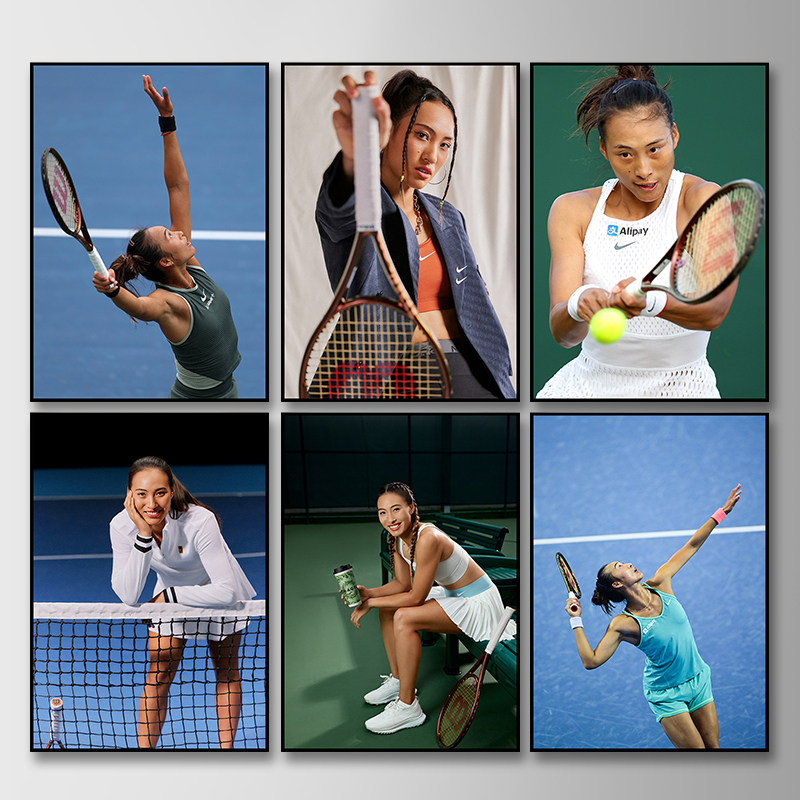 郑钦文体育运动明星海报装饰画客厅卧室书房励志球馆挂画网球海报