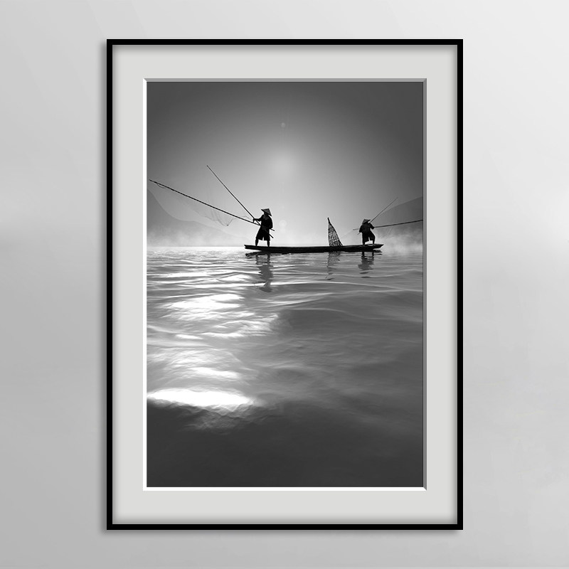 Ho Fan何藩作品香港风情街景黑白人物摄影装饰画港式茶餐厅挂壁画