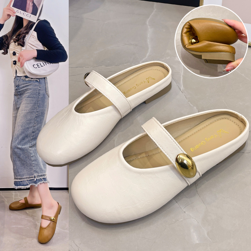 软面软底外穿包头半拖女鞋