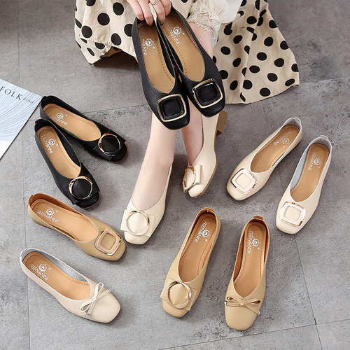 软底休闲风豆豆鞋小皮鞋女鞋