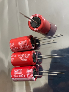 电容 400V27UF 进口 红袍音频电解电容器 27UF/400V 12*20 高压