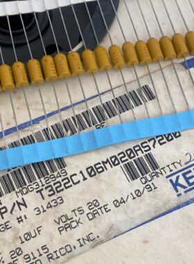 T322C106M020AS7200 10UF20V KEMET基美轴向钽电容