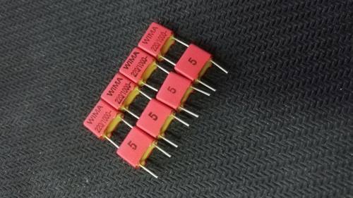 铜脚 红WIMA FKP2 220pF/100V（220P 221）高压薄膜电容器 5%