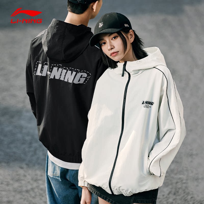 李宁荷叶风衣外套防泼水春秋季运动情侣男女同款户外防风服开衫