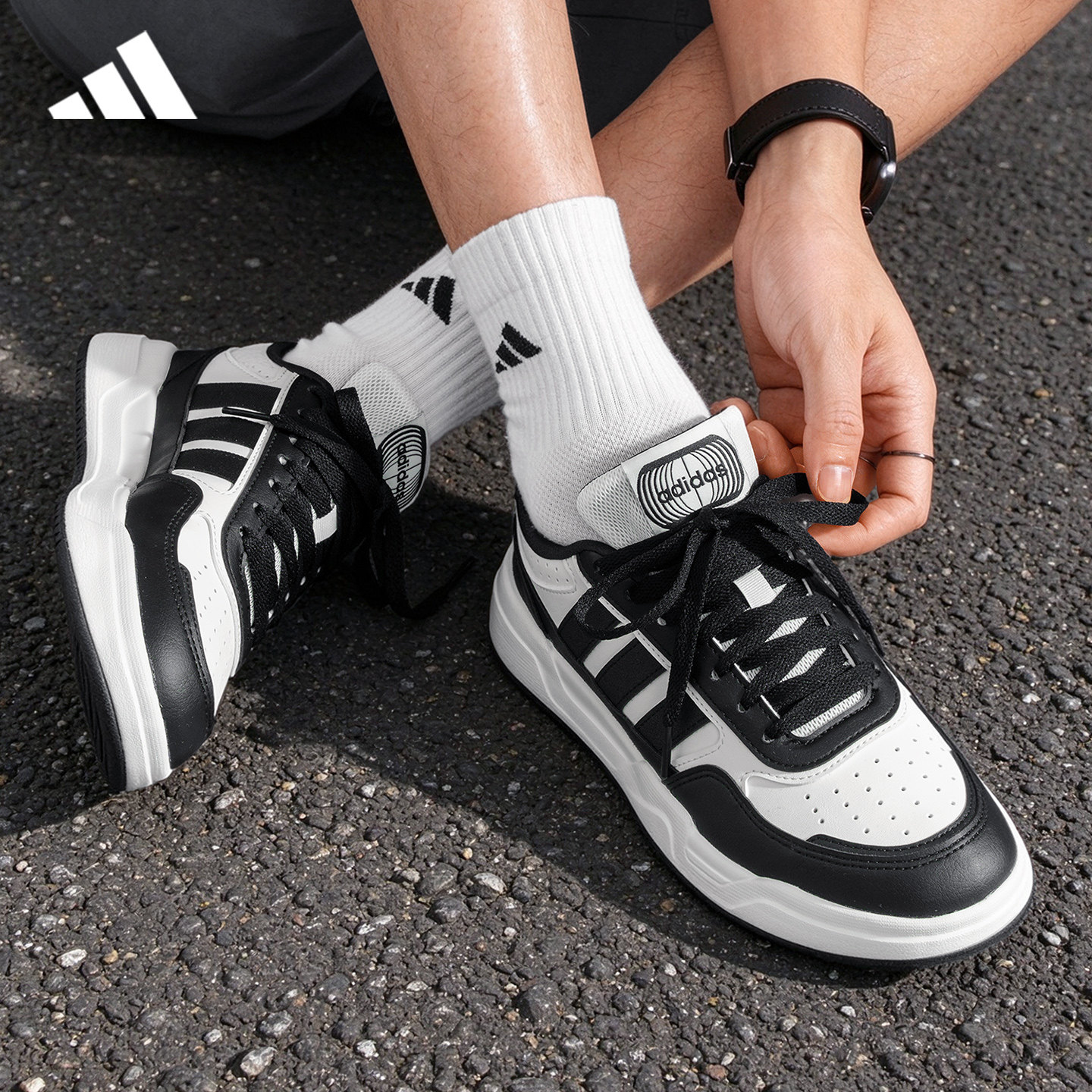 adidas阿迪达斯板鞋黑色复古运动休闲鞋秋冬季新品男鞋女鞋KI1497