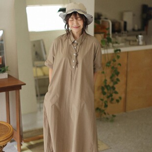 搭配连衣裙女 2025夏新复古森系文艺自然喇叭翻领短袖 ㊣ 妹妹家