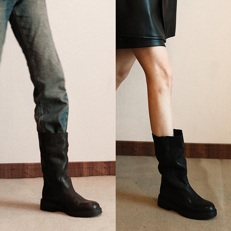 香港RVFA真皮英伦风厚底烟筒靴