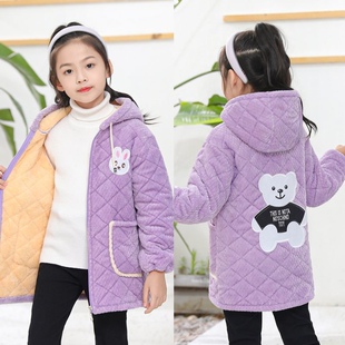 儿童罩衣洋气男女童加绒加厚宝宝冬季保暖反穿衣中长款秋冬孩外穿