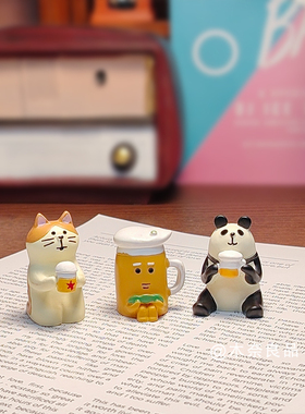 日式杂货zakka柴犬企鹅照相猫白熊毛豆懒猫创意INS树脂工艺品摆件
