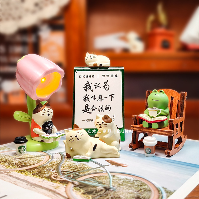 可爱工位情绪稳定神器氛围感小夜灯猫咪摆件迷你桌面树脂工艺