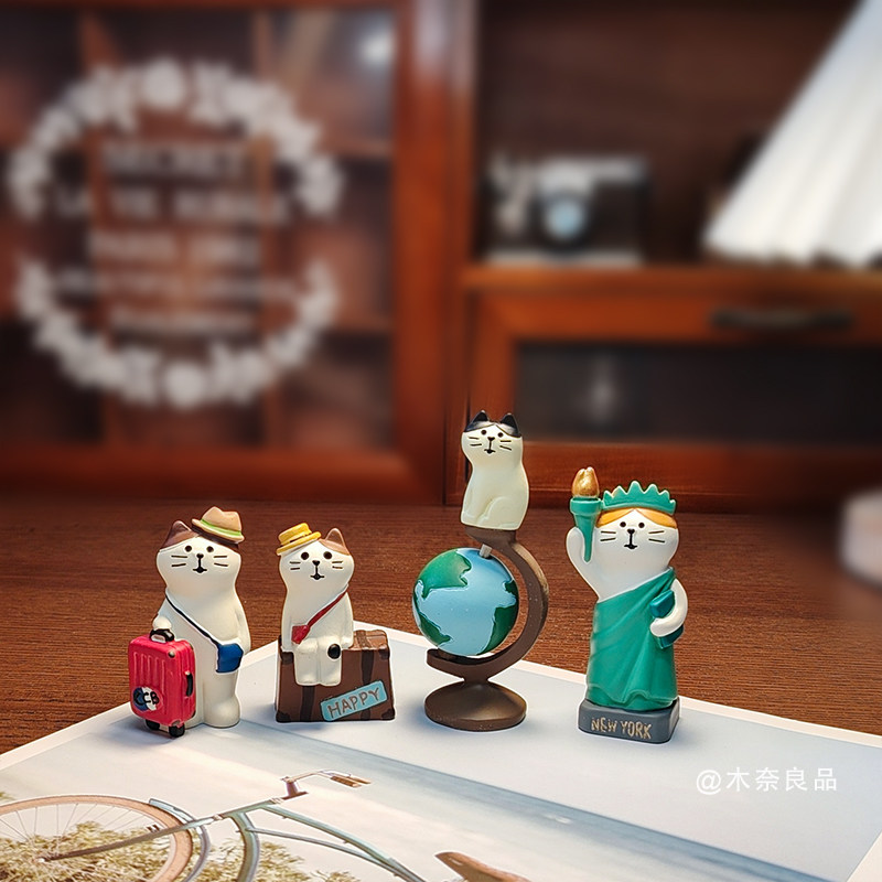 可爱的微缩景观猫咪桌面地球仪小摆件办公室好物装饰生日解压礼物