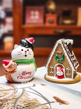 猫咪治愈松鼠装饰摆件树脂日式