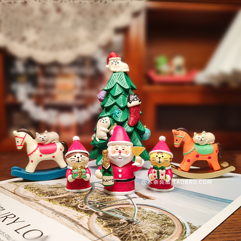 圣诞快乐日式可爱猫咪桌面摆件