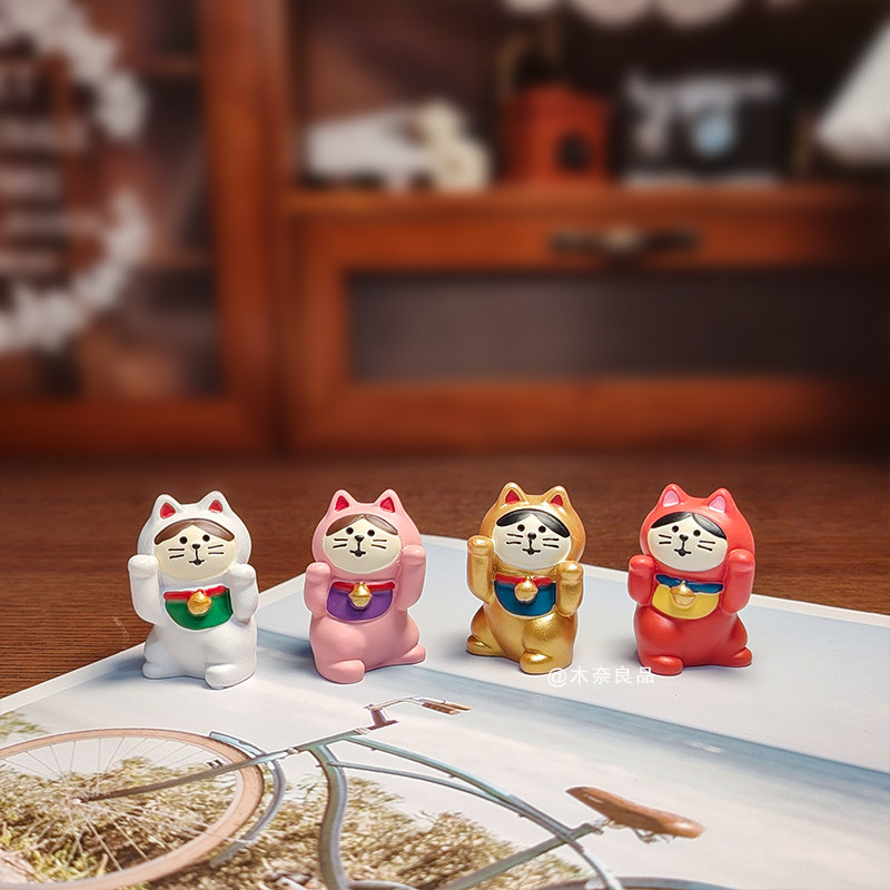 日式杂货zakka猫咪招财祈福猫万福猫车载ins创意工艺品袖珍摆件