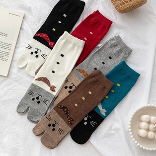 Novelty cartoon double toe herringbone socks