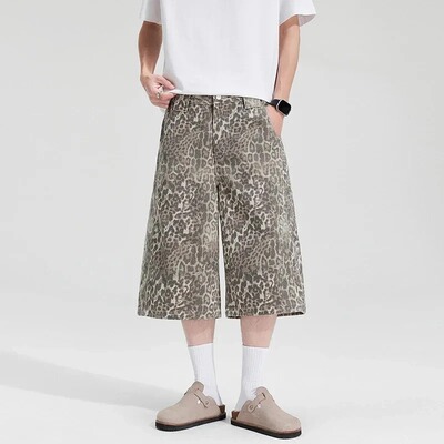 Leopardprintwidelegjeans