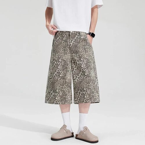 Leopardprintwidelegjeans