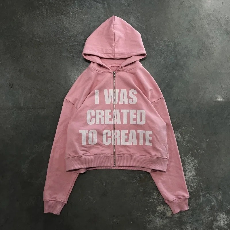 Simple letter printed zipper pink sports shirt