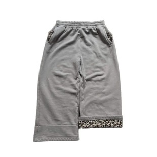 Leopard-print double-waist fake two-piece sports pants