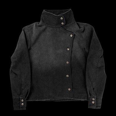 Retro irregular button canvas cotton casual jacket