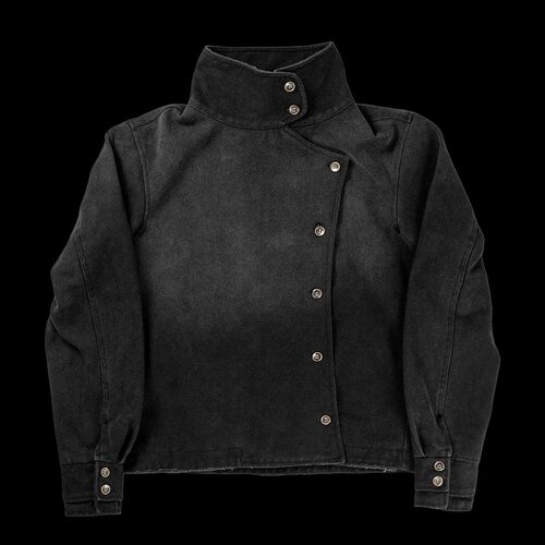 Retro irregular button canvas cotton casual jacket
