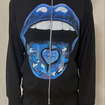 Fashion Pattern Printed Zipper Hoodie