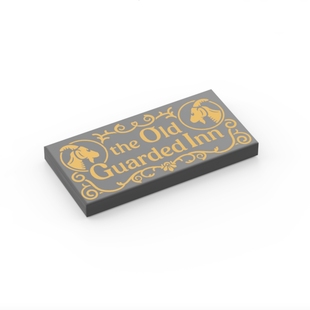 2x4 87079pb1486 旧守卫酒馆印刷光面 黑色 乐高LEGO