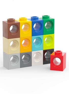 乐高LEGO 6541 1x1 带一孔砖 黑白深灰浅灰红黄蓝绿米