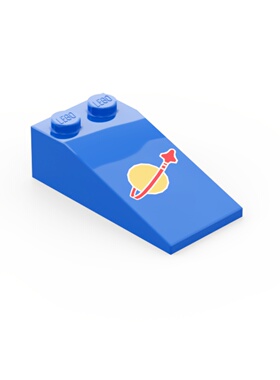 乐高LEGO 蓝色 30363pb021 2x4 18° 太空标志印刷斜面砖 6254680