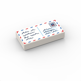 乐高LEGO 白色3069pb1265 1x2 明信片 信封 信件 印刷光面6466380