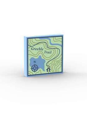 乐高LEGO 中蓝色3068bpb1011 6159698 2x2地图印刷光面板