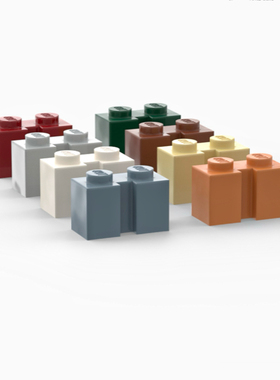 LEGO乐高 4216 1x2带竖槽砖 白色 米色 深红 深绿 中肉 沙蓝 红棕