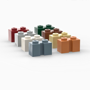 LEGO乐高 4216 1x2带竖槽砖 白色 米色 深红 深绿 中肉 沙蓝 红棕