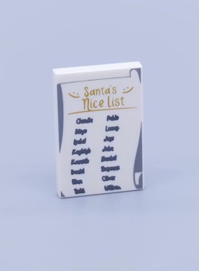 乐高LEGO 白色26603pb183 2x3印刷光面 圣诞老人许愿清单名单