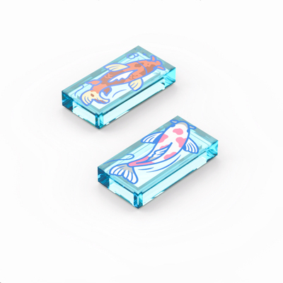 LEGO乐高 透明浅蓝1x2锦鲤 鲤鱼印刷3069pb1180 pb1167 0865 0866