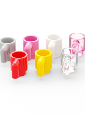 高LEGO 3899 1x1水杯子 人仔手持配件 红白黄 深粉 透明 浅银 粉