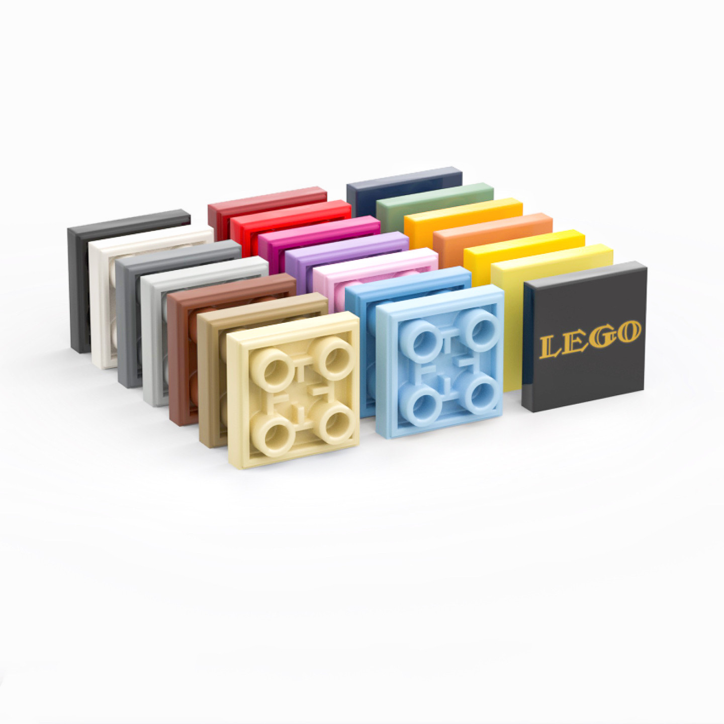 LEGO乐高 11203 2x2反向光面板 深灰6013082浅灰黑白粉沙绿中黄米